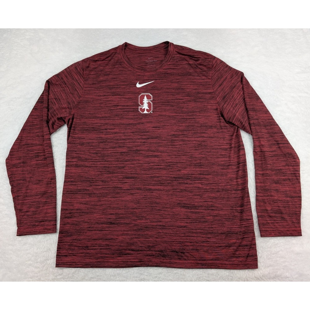 Nike Stanford Cardinal Shirt Men's XL Red Long Sleeve Center Swoosh Logo